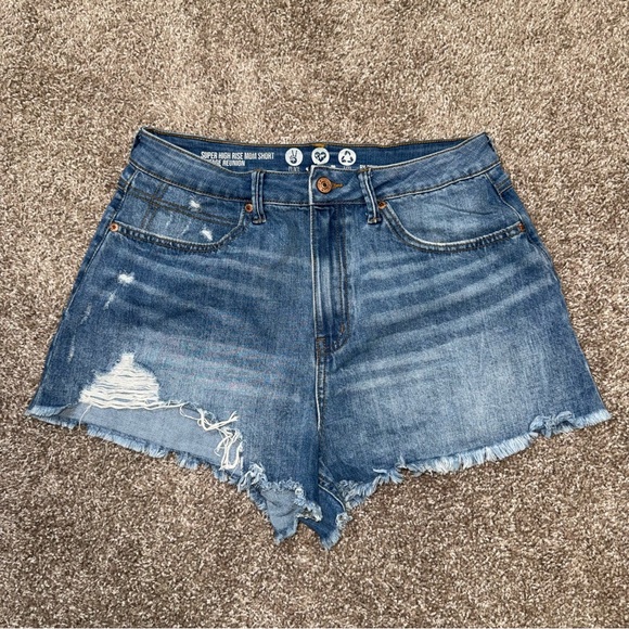 Rewash Pants - Rewash Super High Rise Mom Shorts Size 11 Distressed Denim Eco Coastal Cowgirl